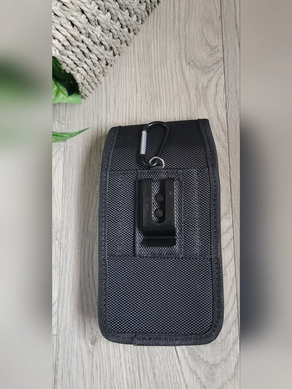 Black Clip-on Cellphone Carrier Holster with Belt Clip and Velcro Closure, 7